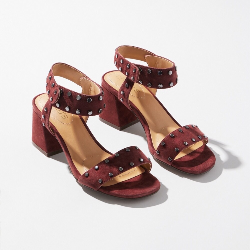 Chicos burgundy  Studded Block Heel Sandals